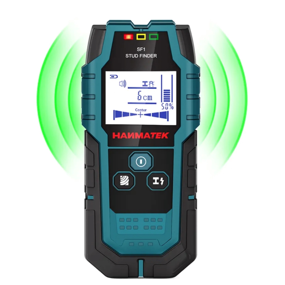 Hanmatek sf1 localizador de medição de profundidade de metal detector de parede scanner pinos de madeira localizador de metal detecção de cabo ao vivo