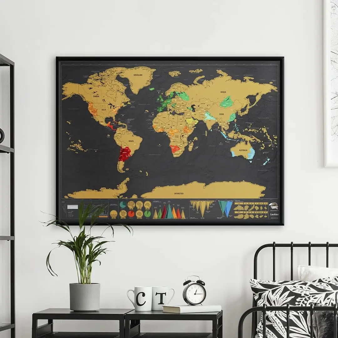 Scratch Map |   Mapa podróży i zdrapane mapy świata |   X-Large Scratching Off World Maps |   Black Gold Travel Deluxe