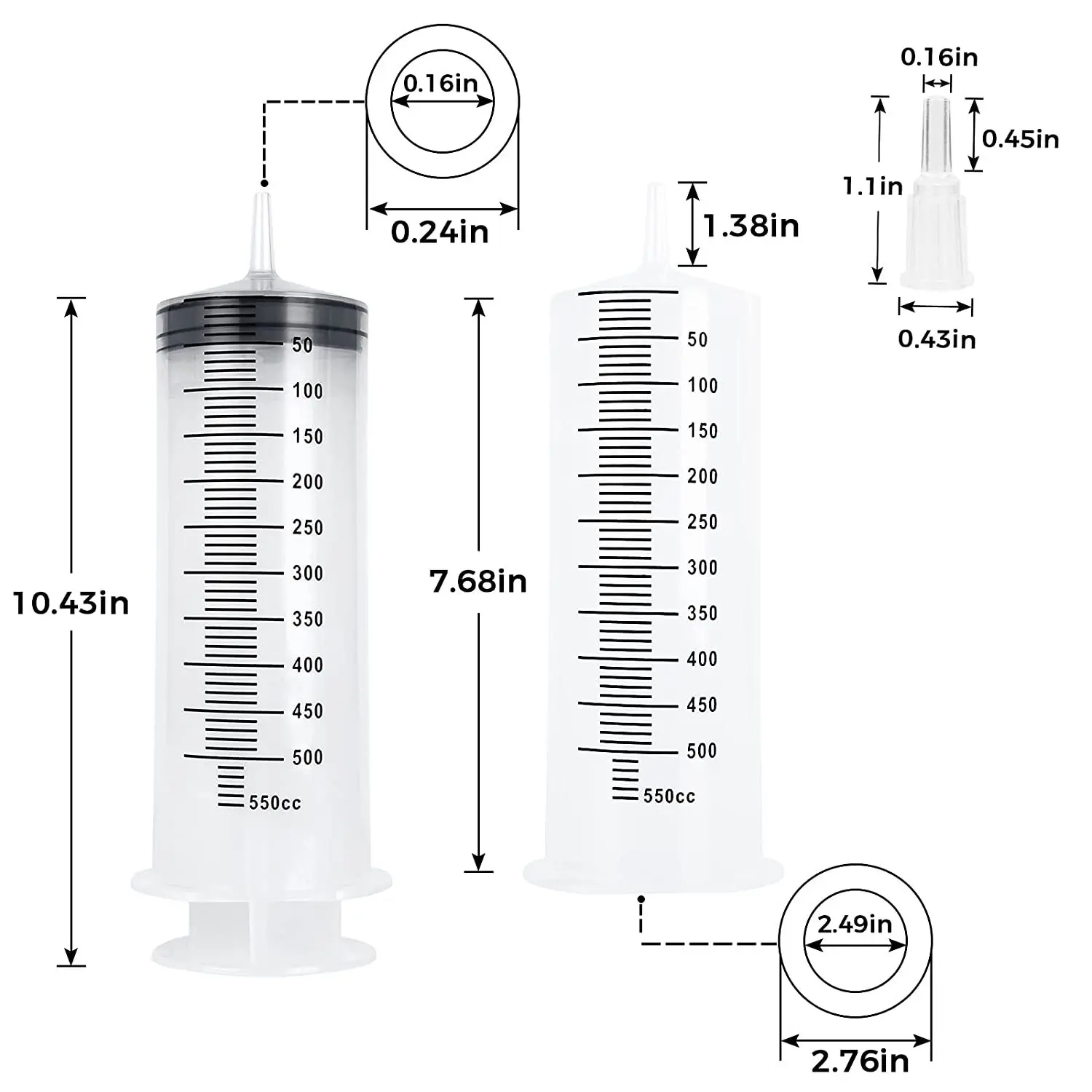 Large Capacity Syringes100ml/150ml/200ml/250ml/350ml/550ml With 30 100cm Hose Plastic injector Pump Pet Feeding Nutrient Syringe