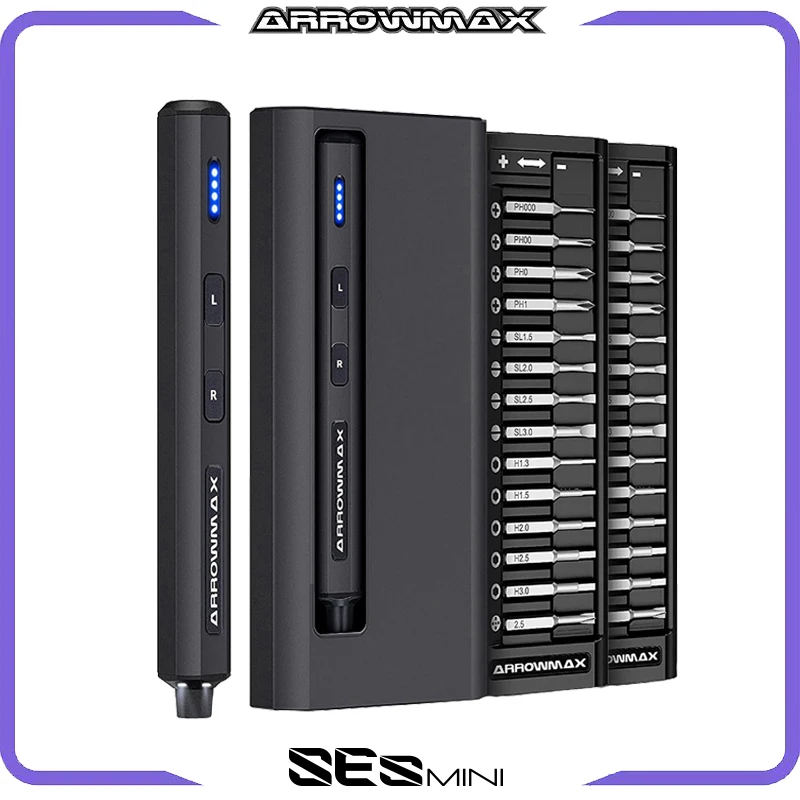 ARROWMAX Điện Mini Bộ Tua Vít 28 Trong 1 Từ Tính Chính Xác Bit (SES Mini Đen) Sạc Không Dây Vặn Vít