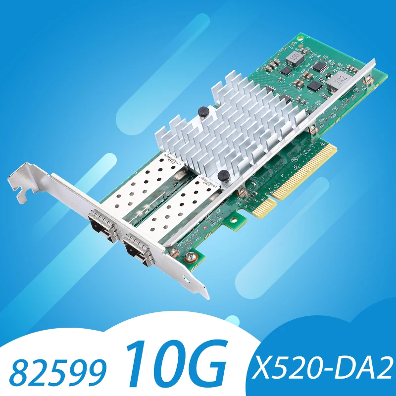 Сетевая карта Intel X520-DA2 10 ГБ SFP+ PCI-E, с чипом Intel 82599ES, двумя портами SFP+, PCI Express X8, Ethernet