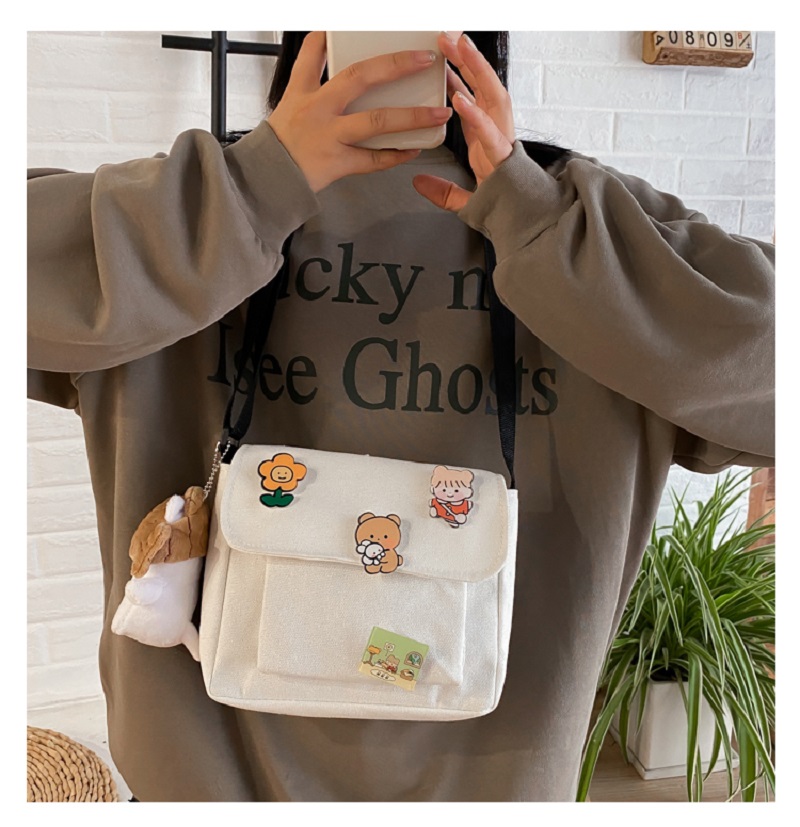 Umhängetaschen Frauen Leinwand Flap-tasche Kawaii Harajuku Alle-spiel Studenten Casual Weibliche Handtaschen Koreanische Ulzzang Täglichen Chic mode