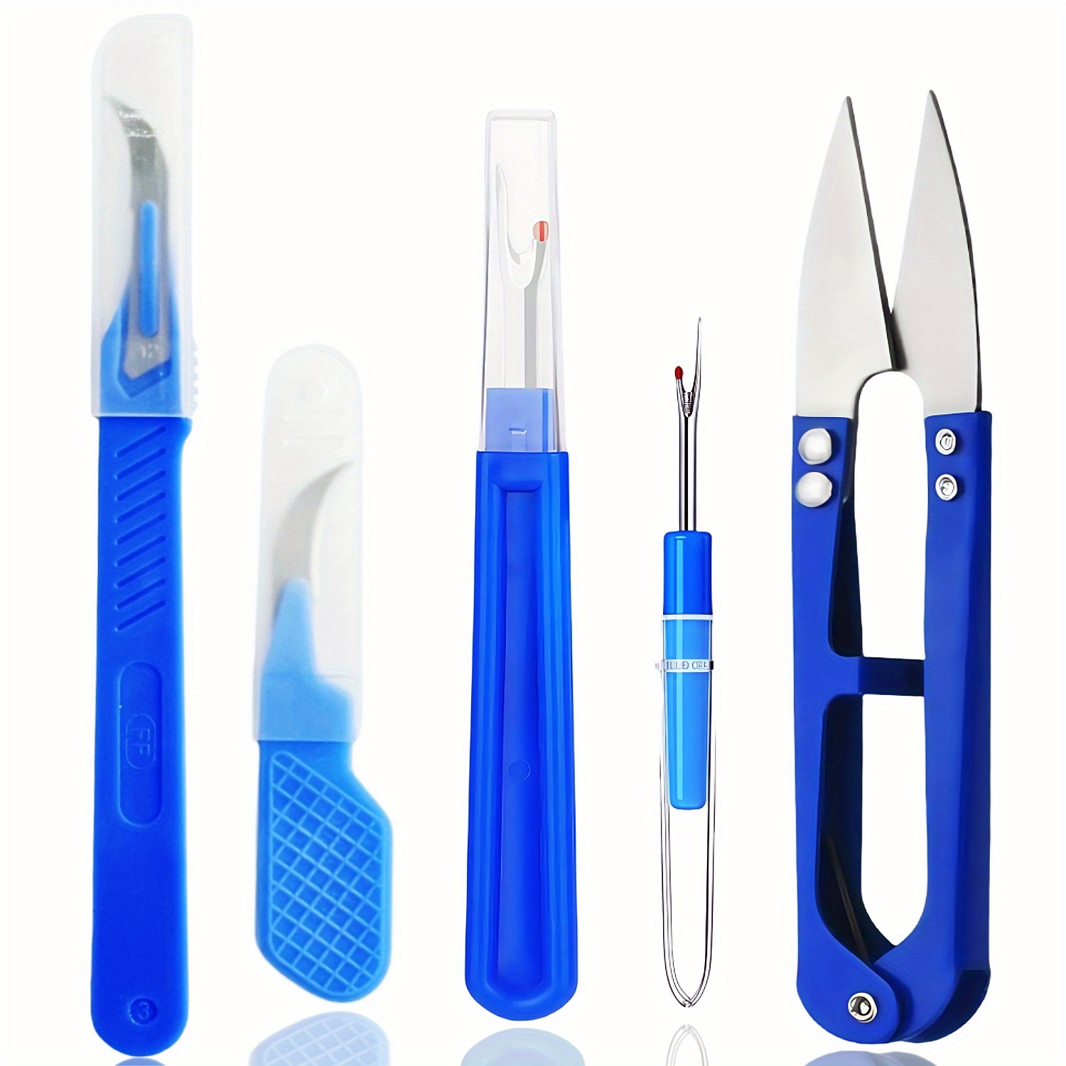 5 peças de kit de máquina de rasgo de costura azul, incluindo máquina de rasgo de linha, máquina de rasgo de sutura e tesoura para remover pontos