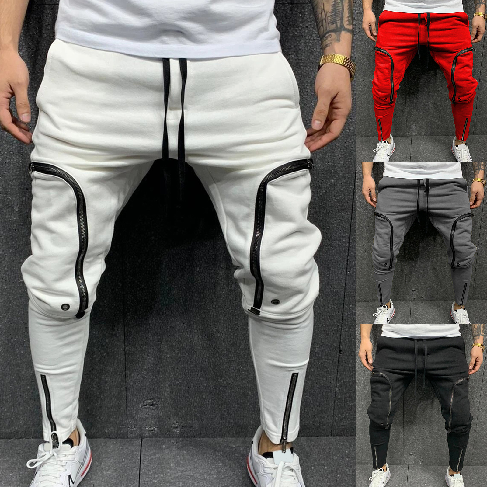 Solide Patchwork Männer Große Taschen Hip Hop für Mann Lange Hosen Jogging Sport Hosen
