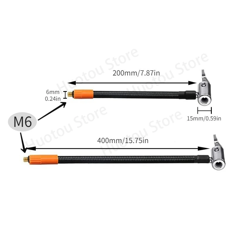 Luftfutter mit M6-Gewindeverriegelung und Luftschlauch, Standard-Reifenventil mit feinem Gewinde, geeignet für integrierte Luftpumpe mit M6-Gewinde