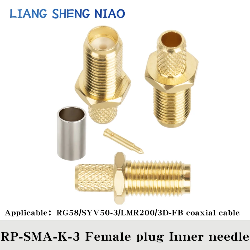 Todo o cobre SMA-J-3 parafuso interno agulha interna padrão sma conector macho crimpado com conector fêmea sma alimentador rg58/50-3