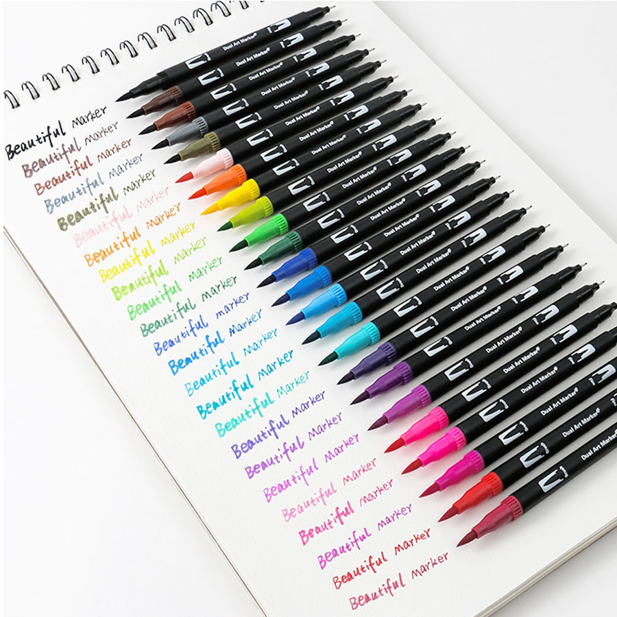 24/36/48/60 สีสีน้ํา Dual แปรง MARKER นุ่มยืดหยุ่นเคล็ดลับสําหรับวาดผสมอะนิเมะการ์ตูน Markers