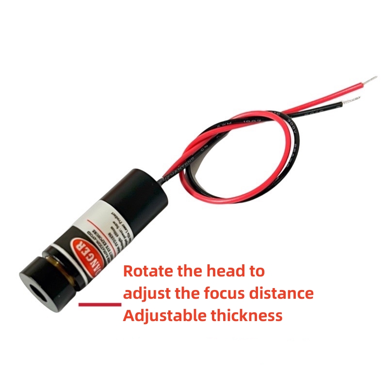 工業用レーザーモジュール,赤色光レーザーヘッド,ストレートラインクロス,ポイント形状,調整可能な焦点,24v,12mm, 650nm