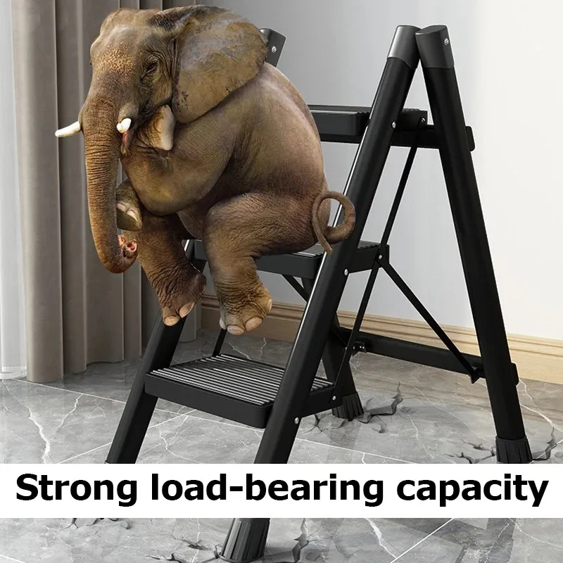 Folding Ladder 2/3/4 Step Carbon Steel Foldable House Protable Ladder Stable Step Stool Storage Shelf for Home Multifunctional