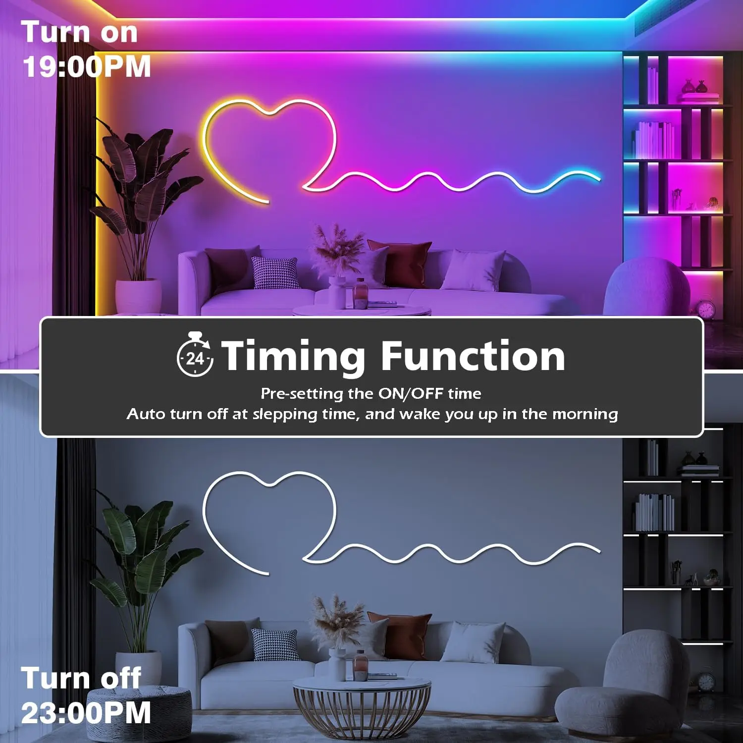 Luci a corda al neon, controllo luci a corda a LED flessibili con app/telecomando, luci a corda in modalità multiple, luci al neon a LED RGB per esterni IP65 Wa