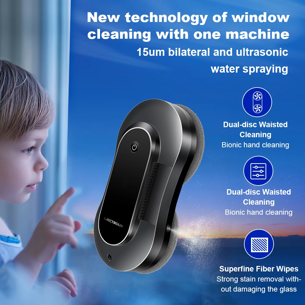 Робот для мытья окон Liectroux YW810, двухсторонний распылитель воды,умная память, лазерный датчик, робот-очиститель окон