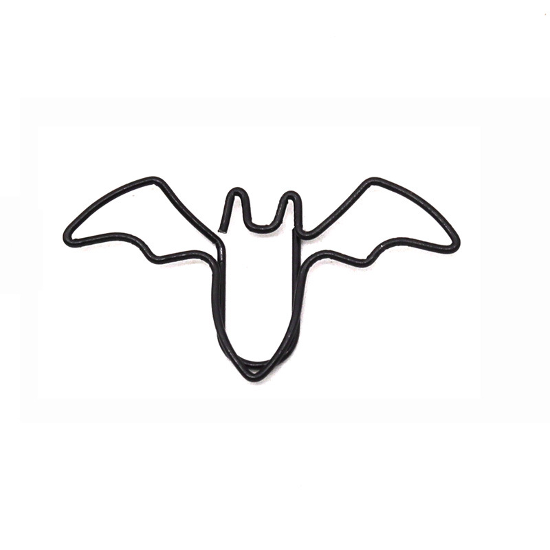 Plastic-coated Thread Black Bat Paper Clip Metal Paper Clips Cool Office Stationery Supplies File Paper Classification Paperclip