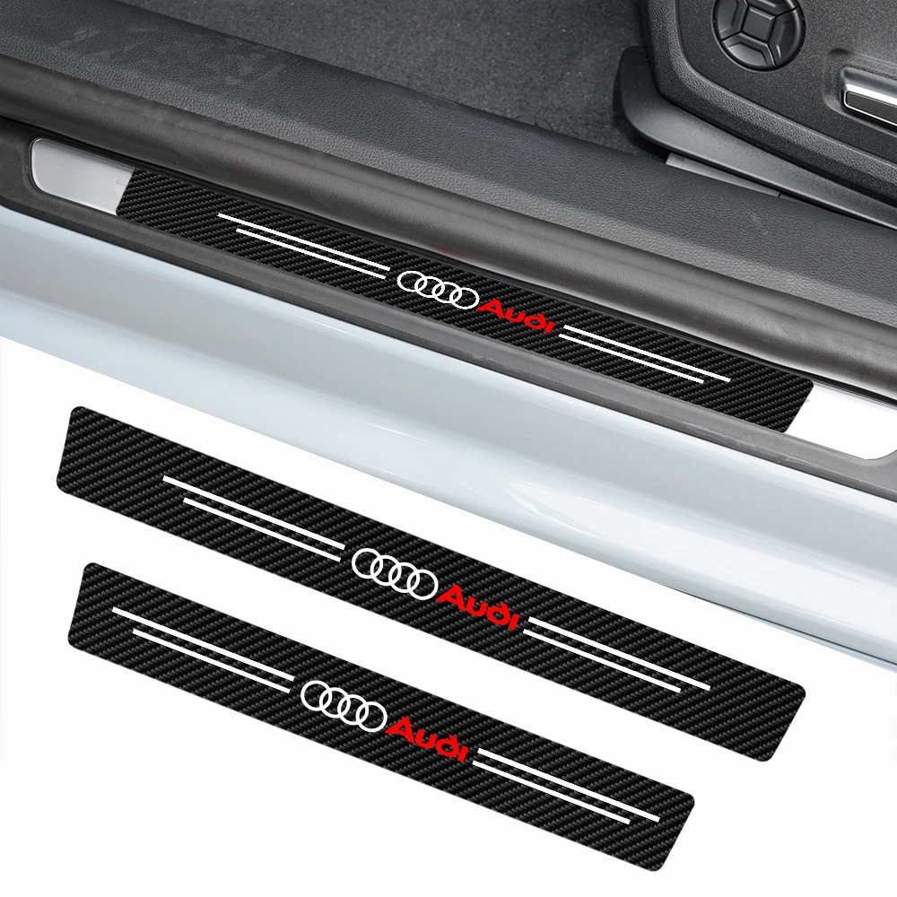 4 шт., защитная наклейка на порог автомобиля из углеродного волокна для Audi Sline A1 A3 A4 A5 A6 C7 A7 A8 B8 B9 B6 C6 Q2 Q3 Q5 Q7 TT RS