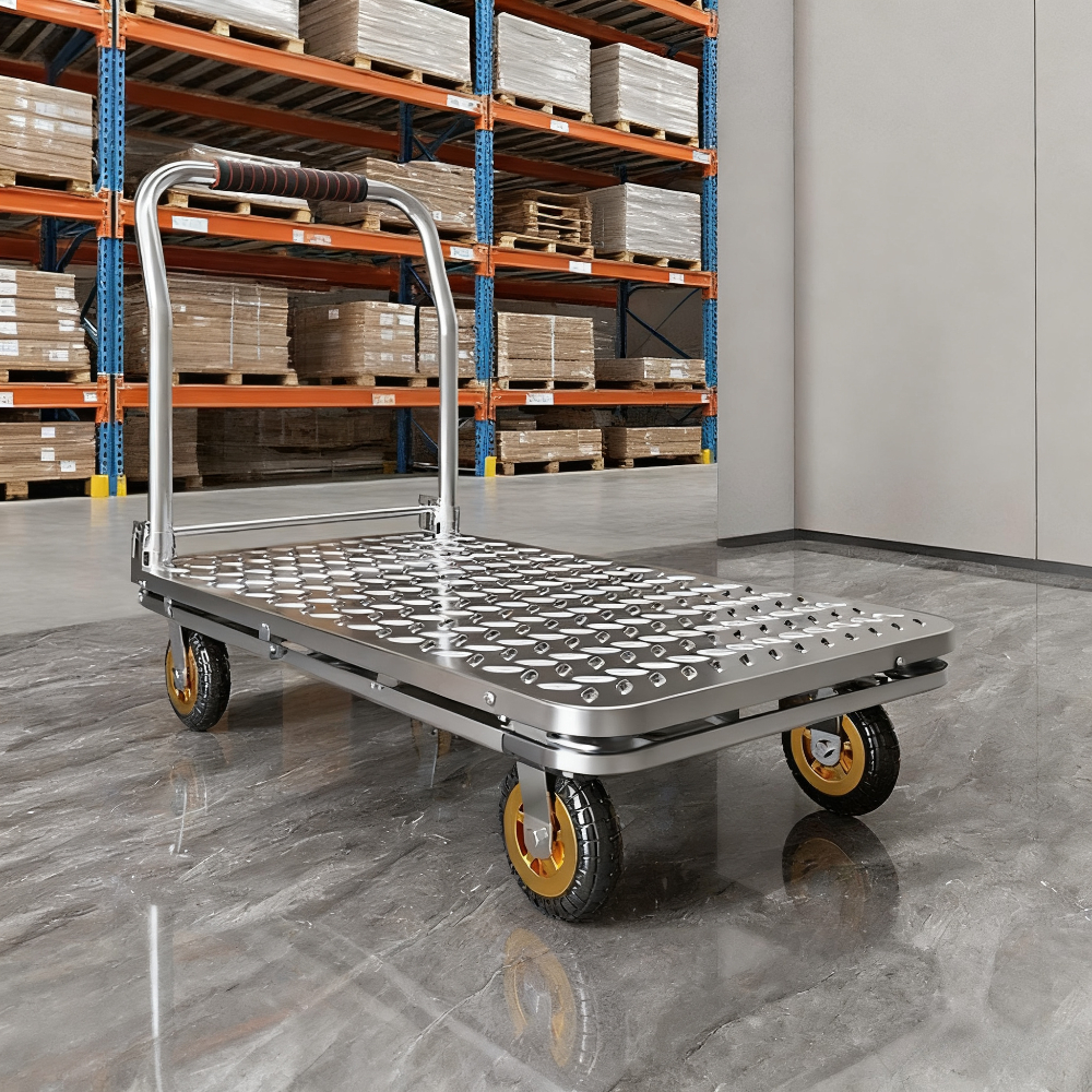 Foldable trolley for carrying goods, foldable portable thickened trailer, express delivery trolley, warehouse handling trolley