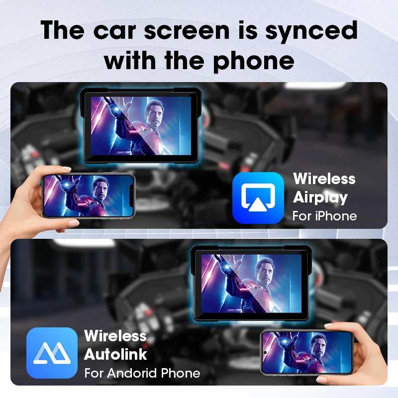 Vtopek 5"/7" Zoll Motorrad DVR GPS Navigation Multimedia Player Wireless CarPlay Android Auto IPX7 Wasserdichter Bildschirmrekorder