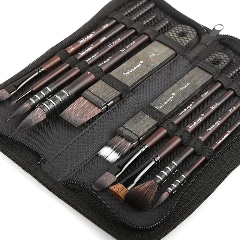Dainayw 10 ชิ้นภาพวาดสีน้ําชุดแปรง Mop อินทรีย์สีฟ้ากระรอกม้าผมพู่กัน Multi - Function อะคริลิค Art Supplies