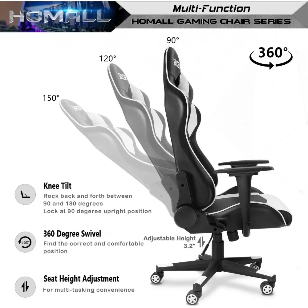 Gaming Chair, Office Chair High Back Computer Chair Leather Desk Chair Racing Executive Ergonomic Adjustable Swivel Task