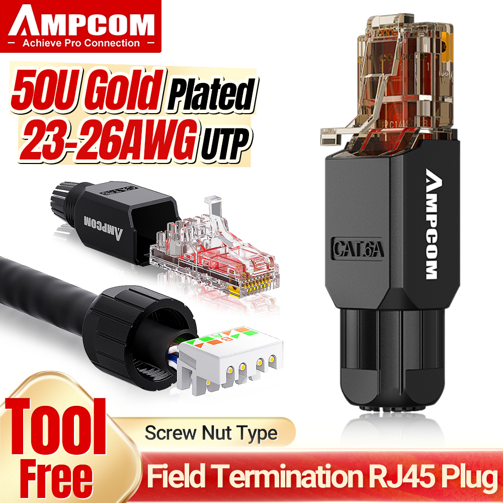 AMPCOM Công Cụ Miễn Phí RJ45 Cổng Kết Nối, không Lọn Uốn Công Cụ Ít UTP 1000Mbps CAT6 CAT5E Modular Cắm Cho Mắc Cạn Chắc Chắn Lan Cáp Ethernet