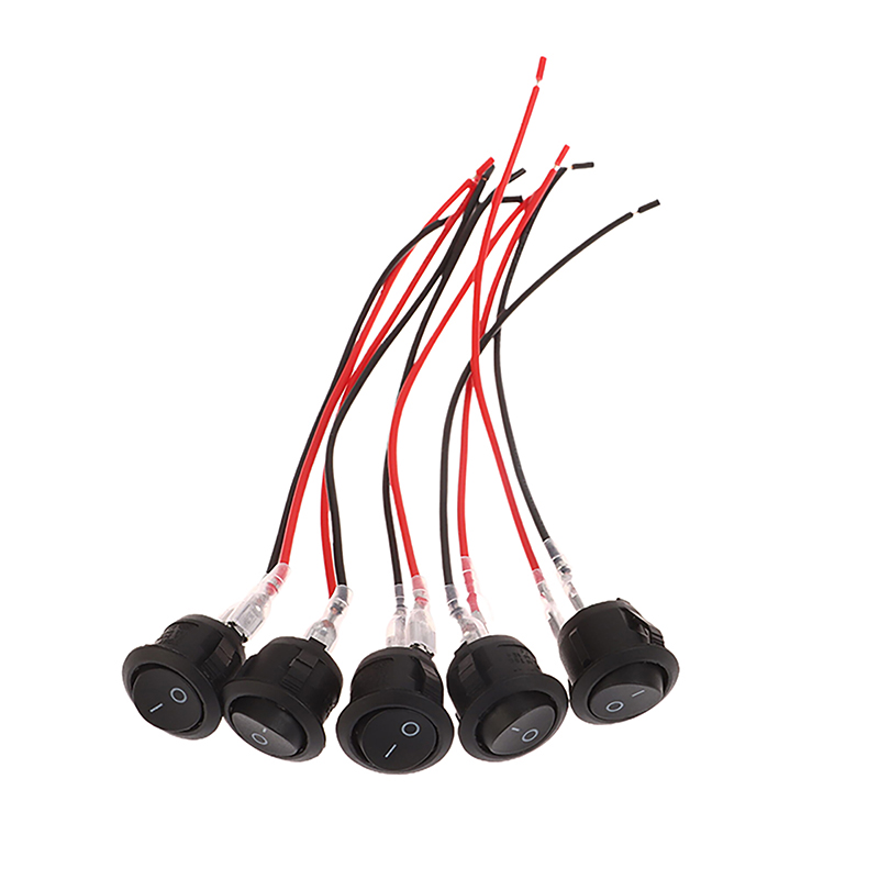 ワイヤー付きの丸いロッカースイッチ,ミニトグルスイッチ,オフロード,車,自動車,rv,2ピン,12v,5個
