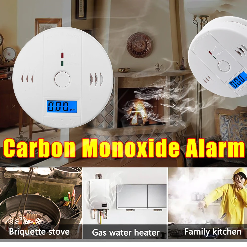 Đồng Báo Động CO Báo Màn Hình LCD Cảm Biến Khí CO Báo Động 85dB Âm Thanh Còi Hú Bếp Tổ Ong Than Khói Cảnh Báo Báo Động Nhà an Ninh