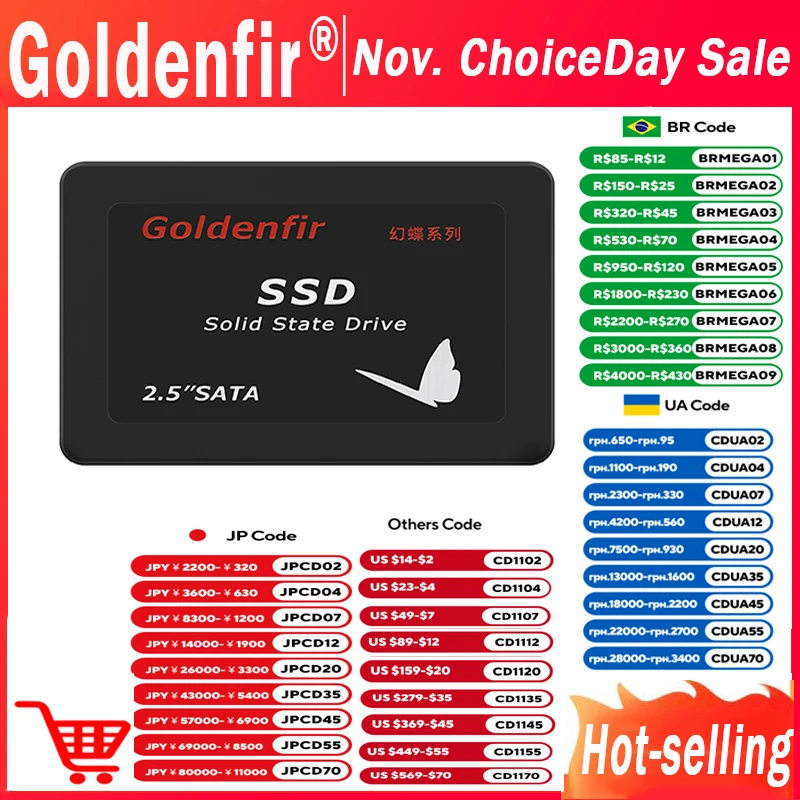 Goldenfir SSD 128GB SATAIII SSD 512GB 480GB 256GB HD 1TB 500GB Disco duro de estado sólido 2.5 para computadora portátil