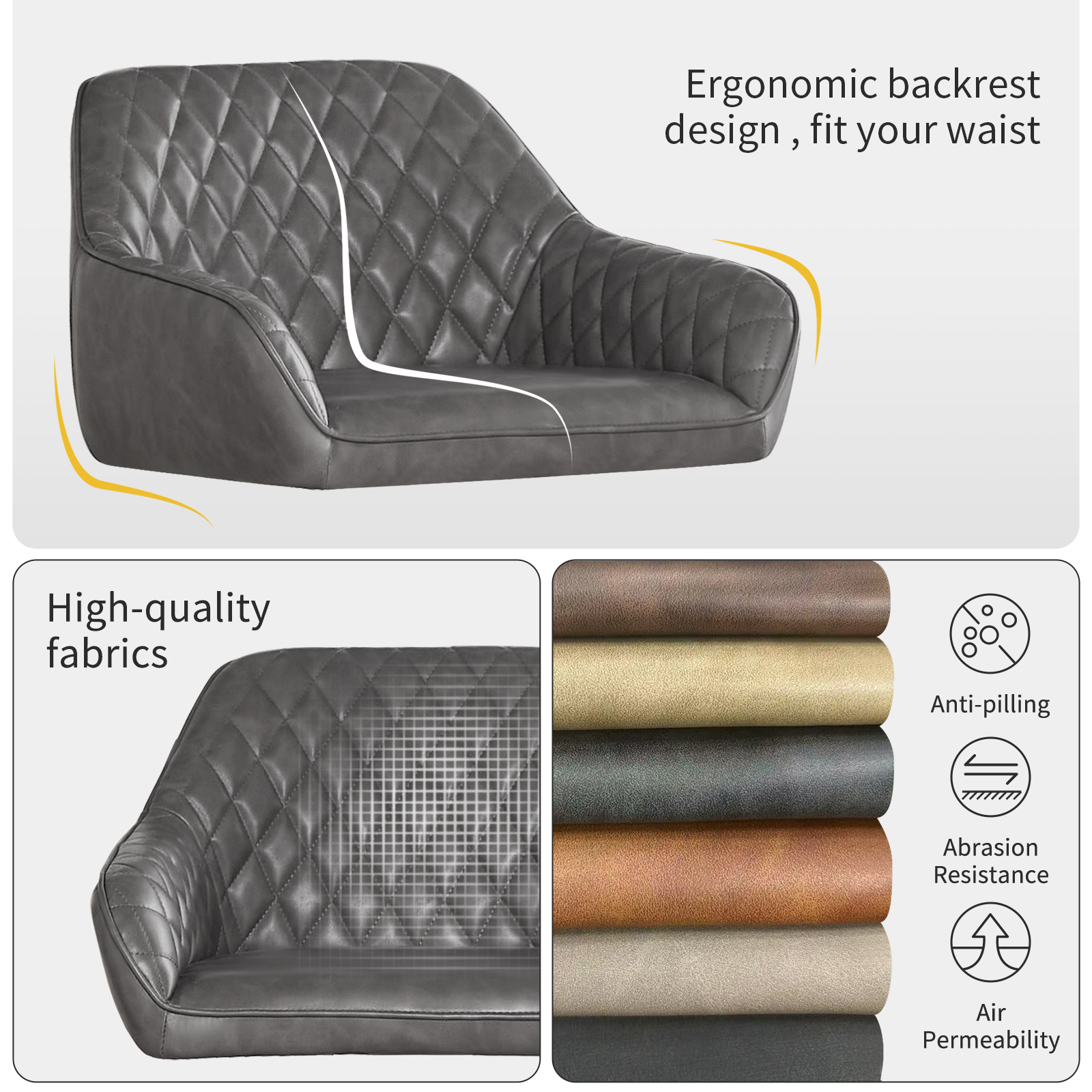 AINPECCA Bar Stools Set of 2 Velvet/PU Adjustable Swivel Gas Lift, Footrest and Base for Breakfast Bar, Counter Kitchen Chairs