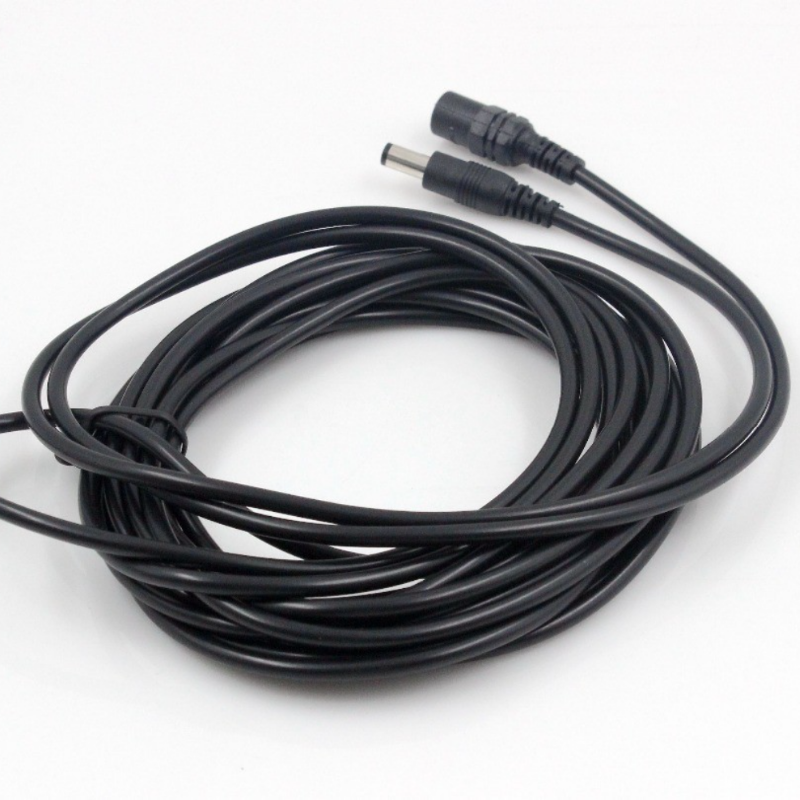 DC12V Power Extension Cable 2.1*5.5 มม. ชายหญิงสําหรับกล้องวงจรปิดความปลอดภัยกล้องสีดํา 16.5 ฟุต 5 M 10 m สายไฟ