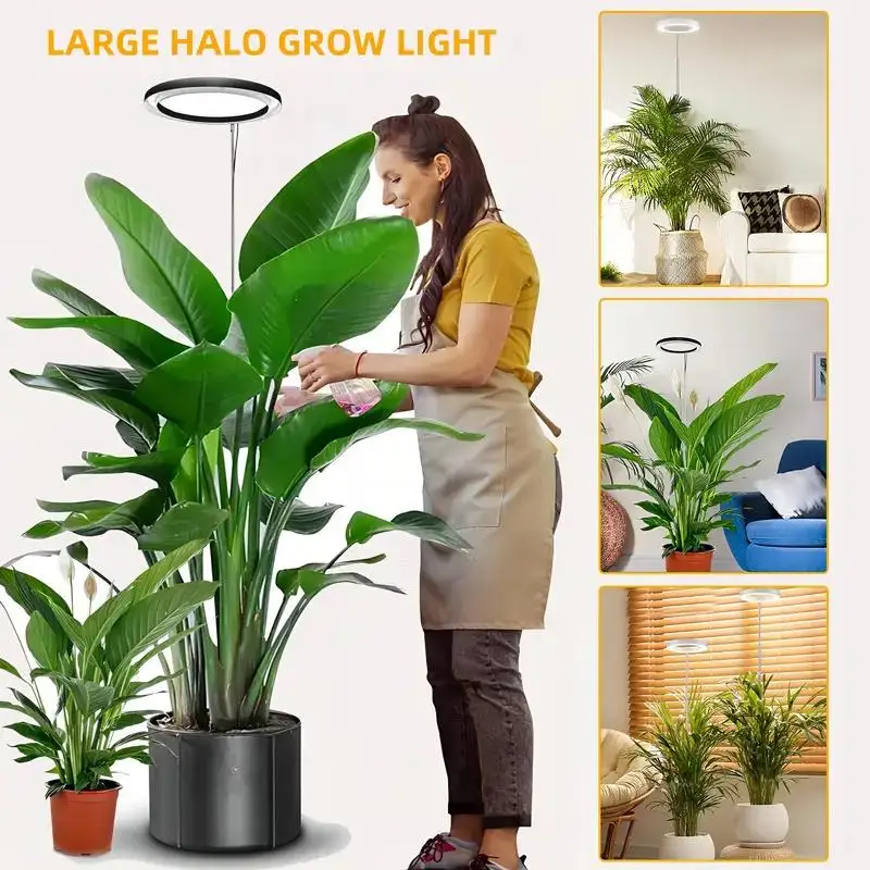 Luz de crescimento de plantas LED alimentada por USB, 72 LEDs de espectro completo, altura ajustável, temporizador automático e controle de brilho, metal e alumínio, para plantas de interior grandes