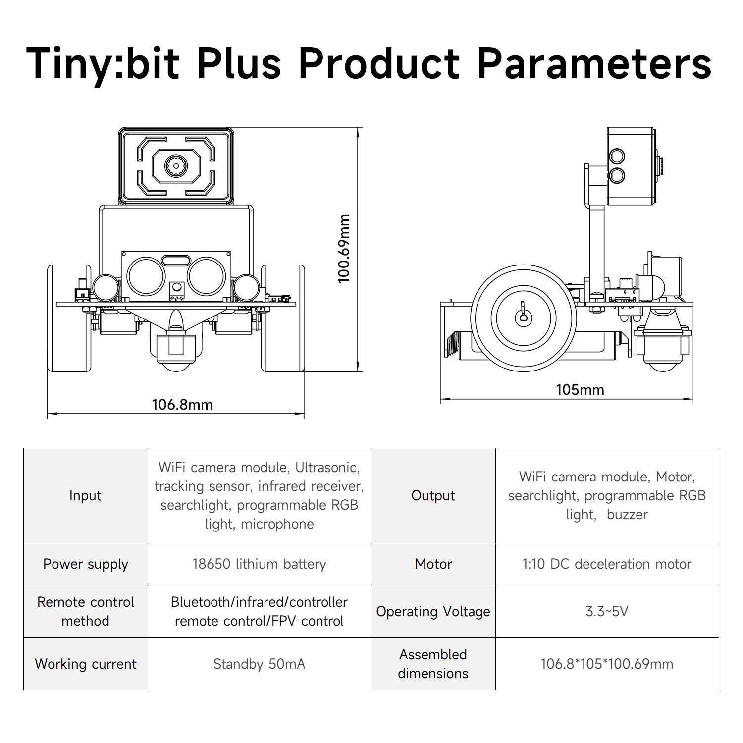 Yahboom Tiny: carro robô bit Plus Microbit, módulo de câmera ESP32 WiFi, suporta APP, controle FPV, brinquedo programável, codificação infantil