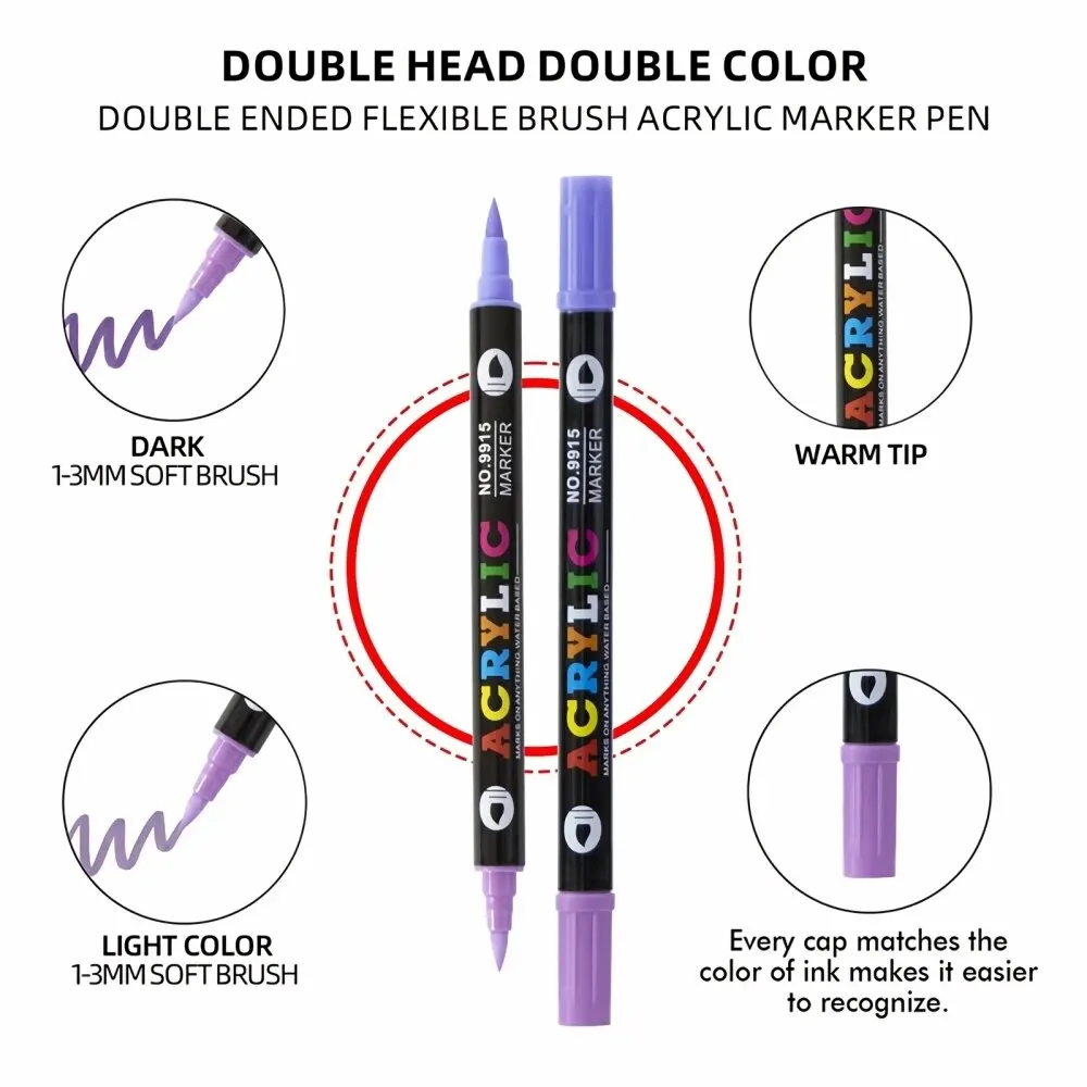 Double Headed สีอะคริลิค MARKER ปากกา,สี Art Graffiti ปากกา,กันน้ํา,ทึบแสง, น้ํา Soft Headed ปากกา
