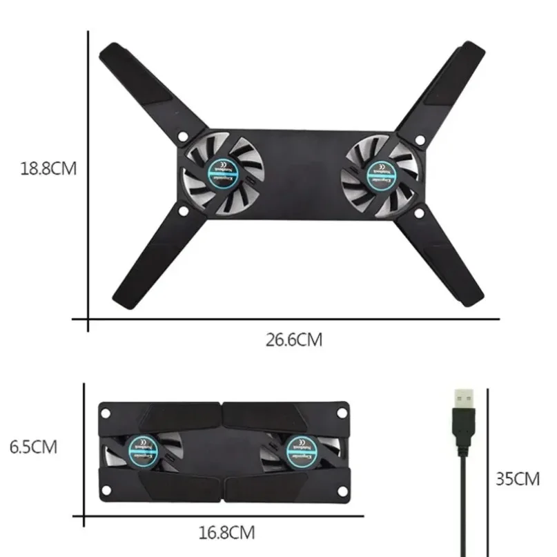 2 Fan Laptop Cooling Pad USB-aangedreven Cooling Dock Luchtkoeling Laptop Koeler Beugel voor Notepad Universele 7 15 "1 Notebook Stand
