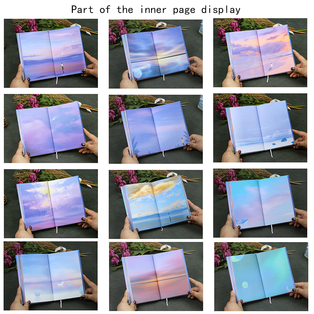 フルカラーページノートブック美しいかわいい日記 112 枚学生ハードカバーメモ帳