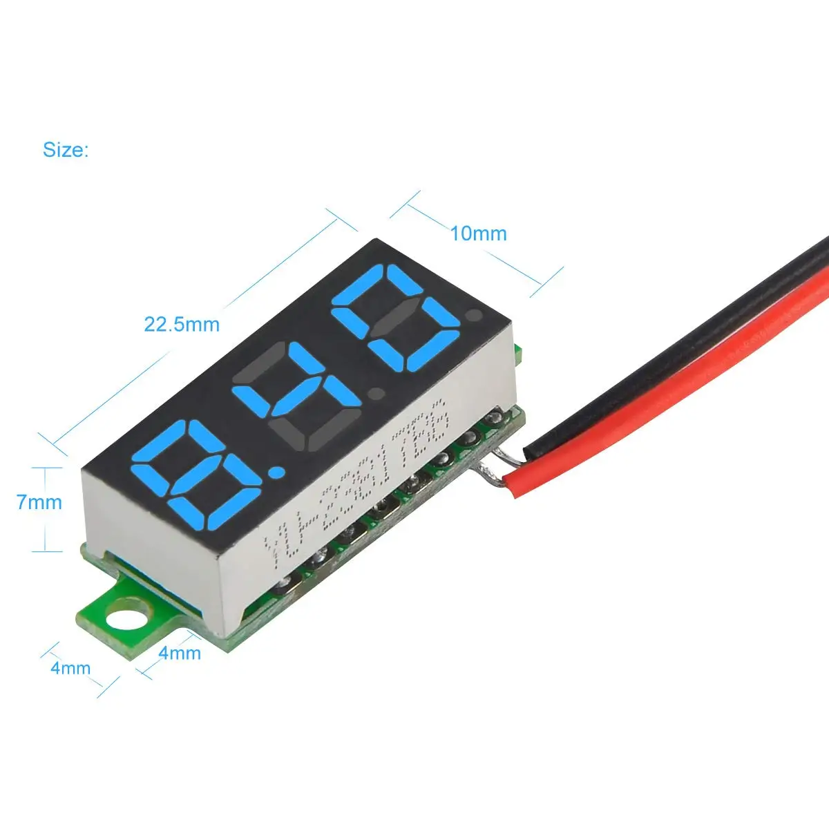 5 Stück Mini Digital DC Voltmeter 0,28 Zoll Zweidraht 2,5 V-30 V Mini Digital DC Voltmeter Spannungsprüfer Meter 5 Farben