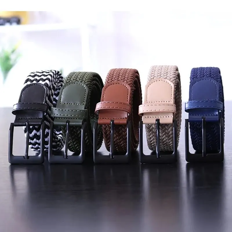 Cinturón para hombre, cinturón elástico tejido informal a la moda para deportes al aire libre, cinturón táctico para mujer, cinturón de escalada con pantalones vaqueros, cinturón Neutral