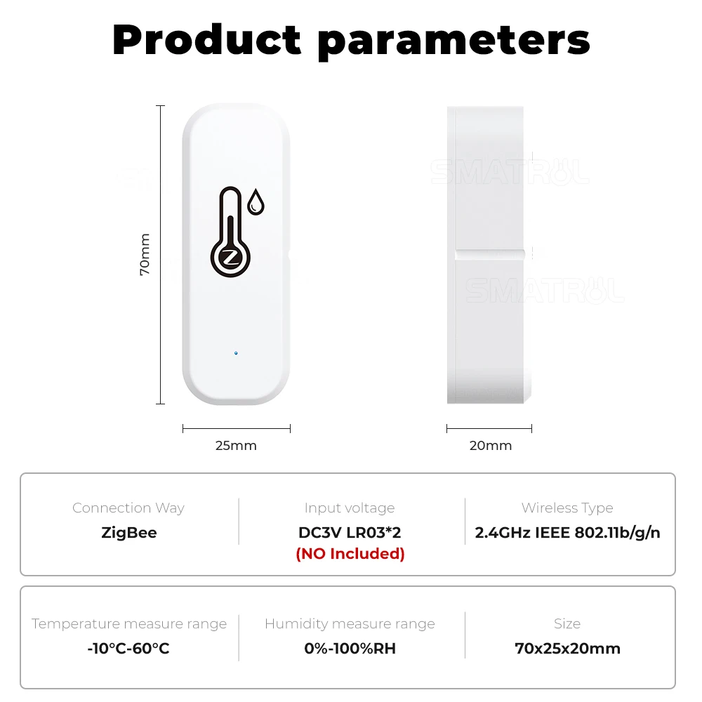 Tuya ZigBee เซ็นเซอร์วัดอุณหภูมิความชื้น, สมาร์ทโฮมแอปตรวจวัดแบบเรียลไทม์ทำงานร่วมกับ Alexa Google ZigBee HUB