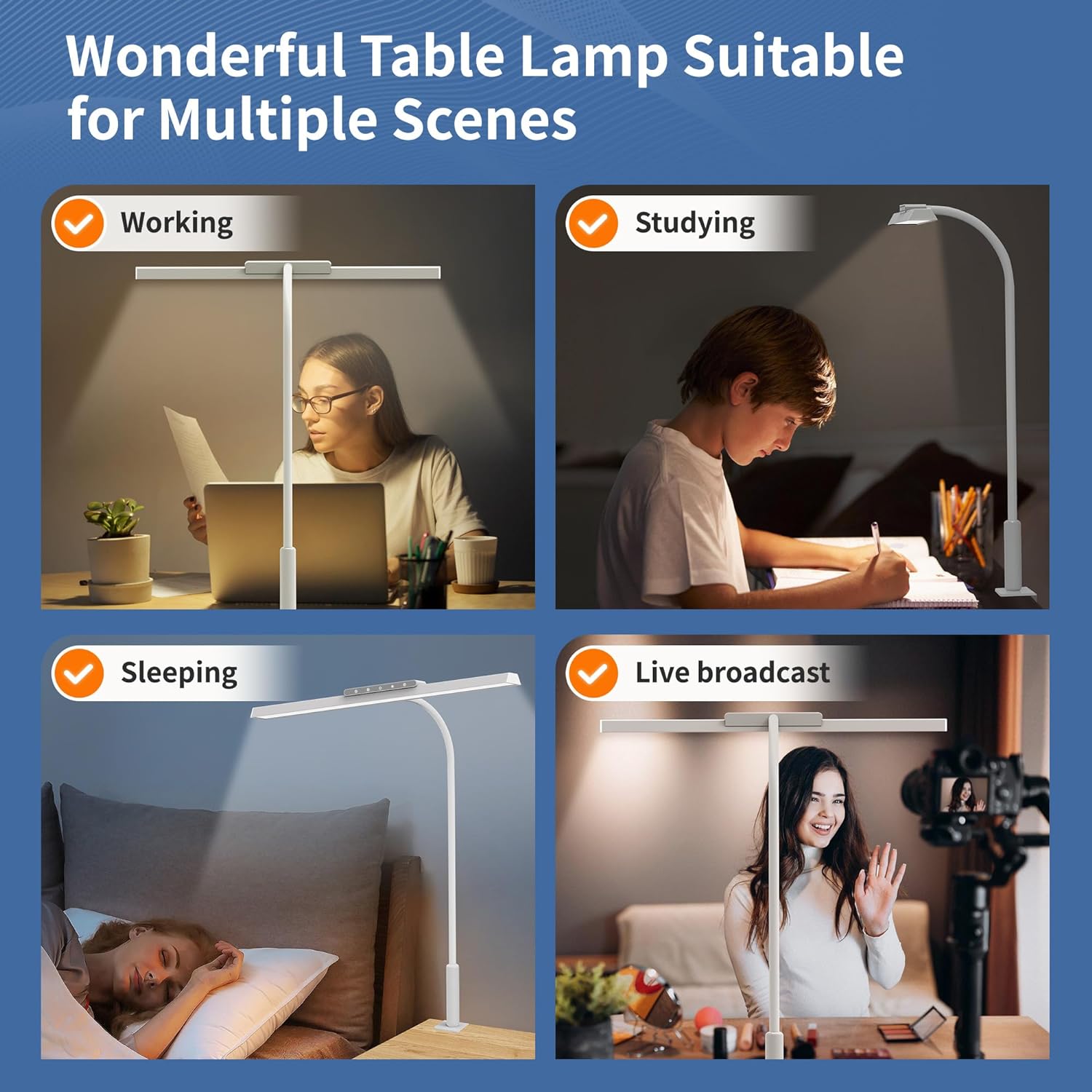 Lámpara de escritorio, lámparas de escritorio LED con atenuación continua de 3 colores para el hogar, oficina, luz de escritorio con memoria ajustable con abrazadera y control táctil
