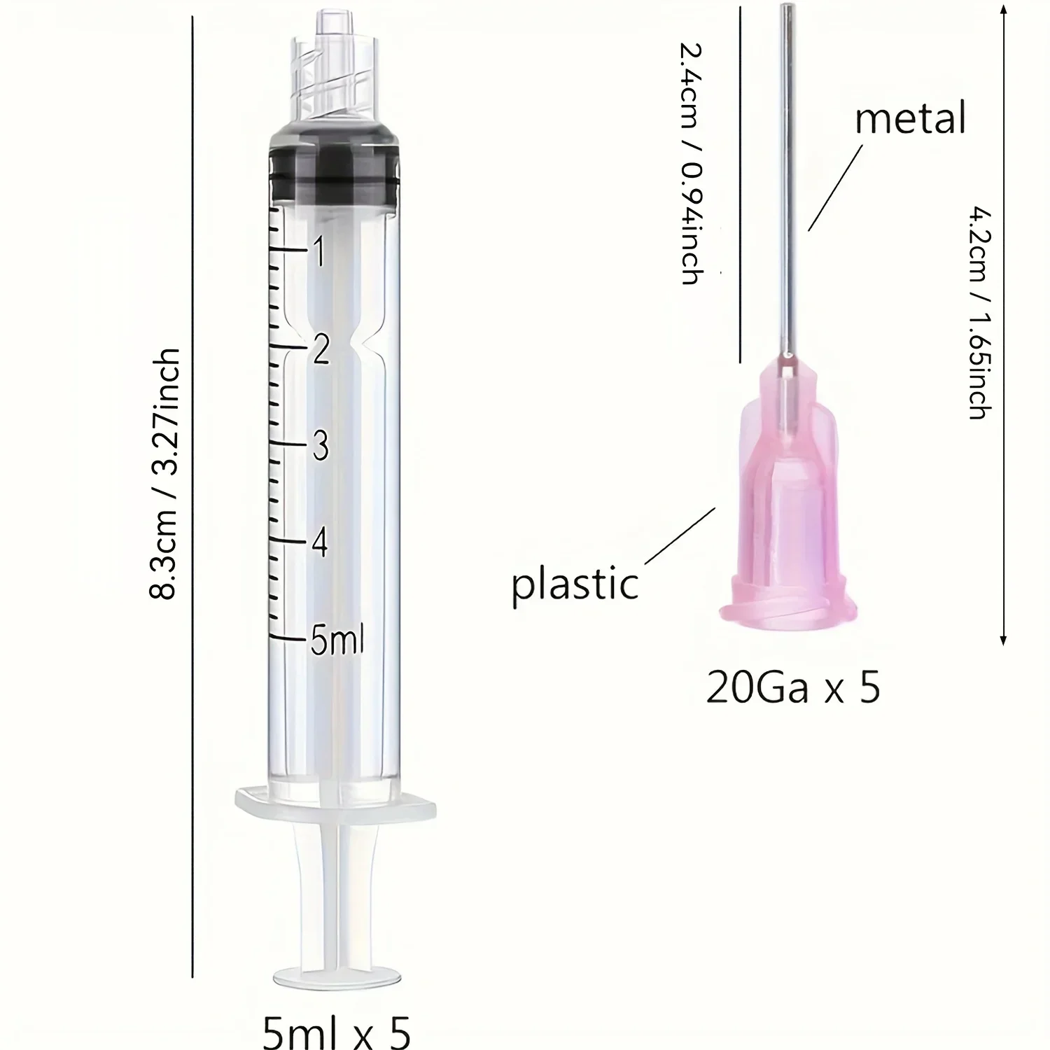 Seringa de enchimento de tinta premium 5ML/CC com ponta de agulha sem corte para caneta-tinteiro