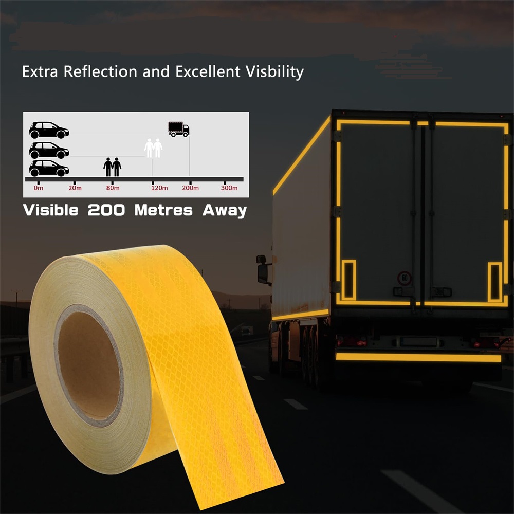2.5cm/5cm/10cm*5M PET Reflective Tape Yellow Waterproof Diamond Grade Reflectors Stickers Adhesive Safety Warning Strips For Car