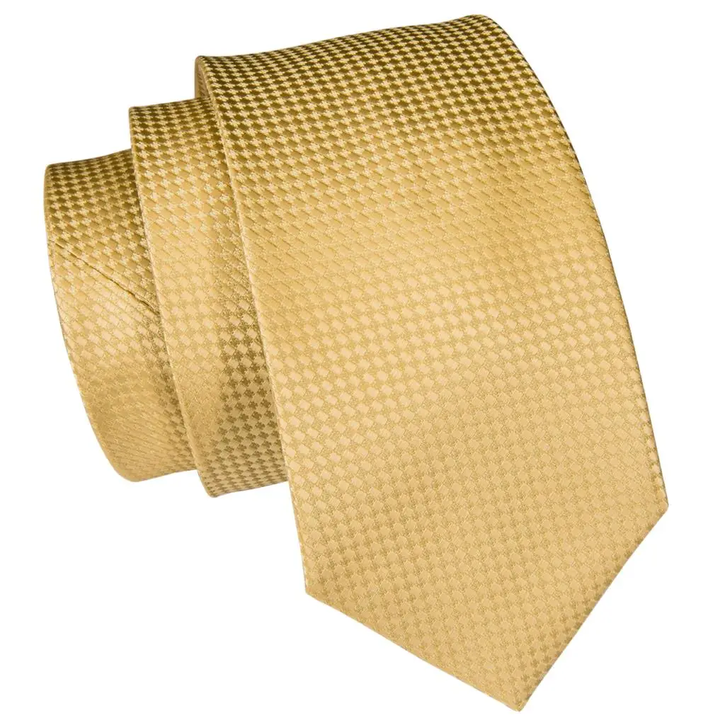 Hi-Tie – cravates en soie jaune or massif pour hommes, ensemble de boutons de manchette pratiques, cadeau à la mode pour hommes, cravate d'affaires de mariage