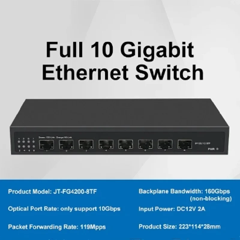 ZJ 8*10G SFP + настольный неуправляемый сетевой коммутатор Ethernet