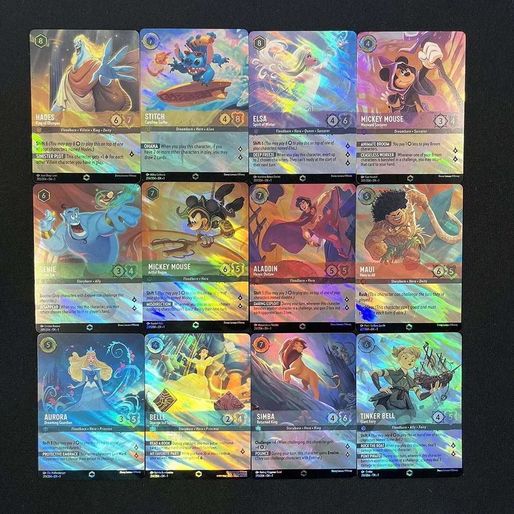 Tarjetas Lorcana Foil Chapter 1, 2 y 3 tarjetas de juego TCG Proxy encantadas Rise of the Floodborn Alemania tarjeta de juego francesa inglesa