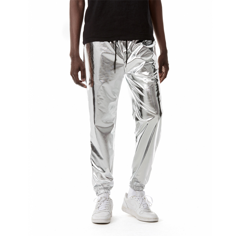 Prata brilhante calças dos homens 2022 nova marca magro dj discoteca festa de halloween dos homens palco baile cantor traje hip hop streetwear