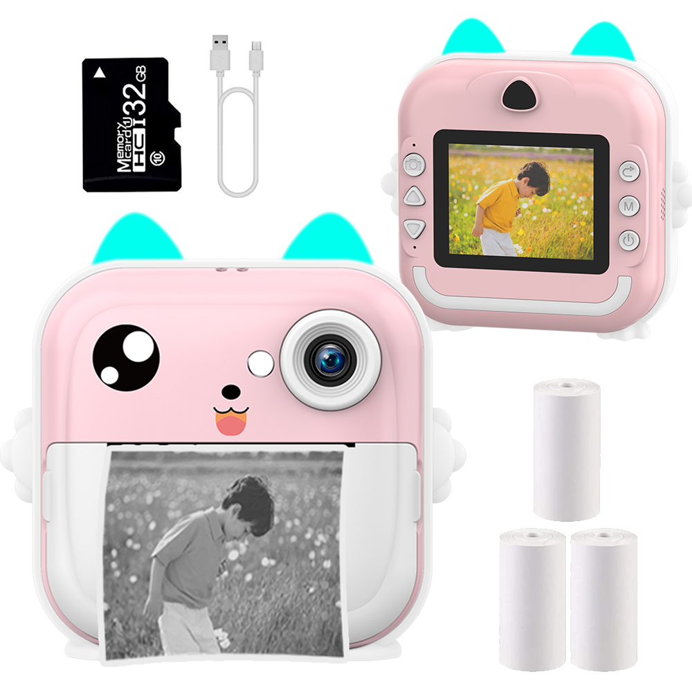 Crianças câmera de impressão instantânea crianças vídeo fotografia câmera fotográfica digital brinquedo mini impressora térmica para menino meninas presente aniversário