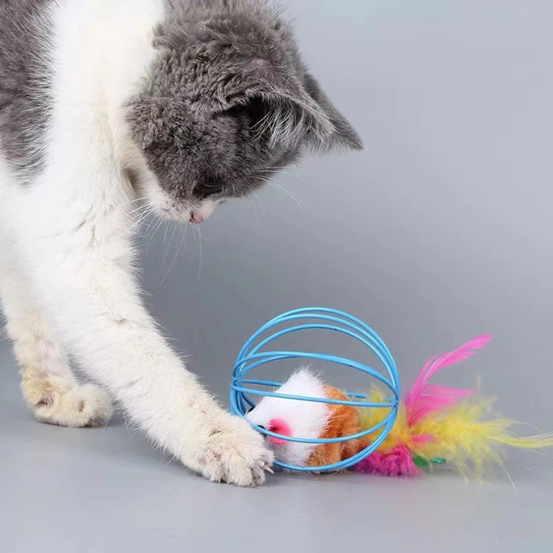 Heißer Käfig Ratte glückliche Katze Spielzeug Plüsch Simulation Farbe Maus Spaß Katze Ball Spaß Katze Spaß Spaß Heimtierbedarf