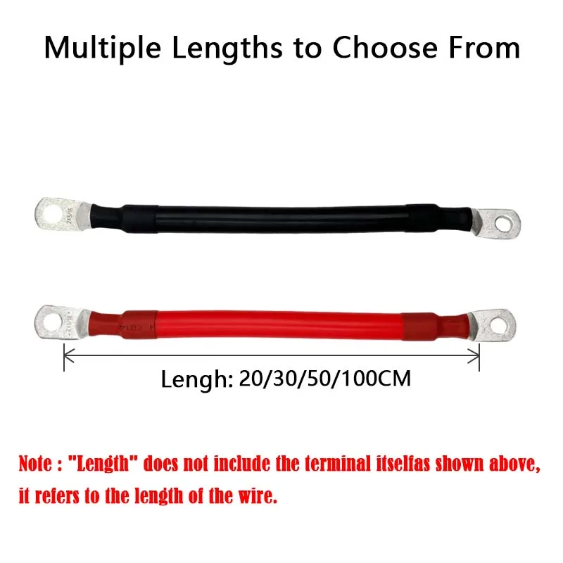 Car Battery Connection Line Cable 0 2 4 6 8 AWG Soft Silicone Tinned Copper Wire With M8 Connecting Piece For Inverter Car Solar