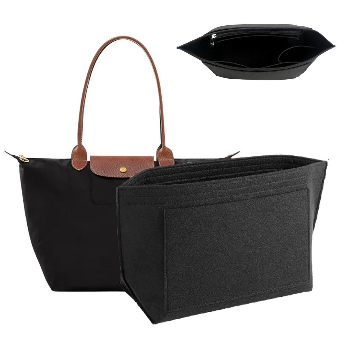 Felt Purse Organizer Insert for Longchamp Le Pliage S/ML Handbag Insert