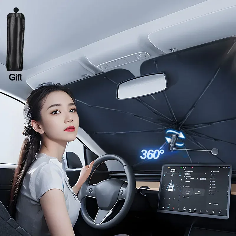 Parasol para parabrisas de coche, sombrilla frontal plegable, protección de verano, aislamiento térmico para asiento de coche, accesorios para coche
