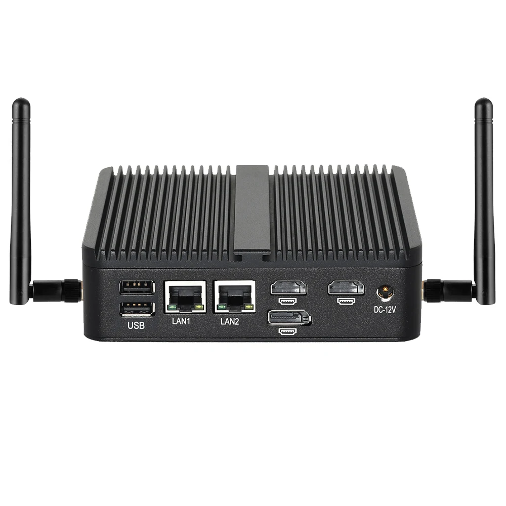Mini PC industrial sem ventilador Intel N150 Windows 10/11 Linux 2x COM RS232 2x Ethernet 6xUSB 2xHDMI 1xDP Suporte WiFi SIM 4G Modem