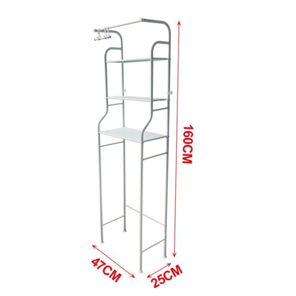 Estantería metal multiuso sobre inodoro o lavadora, aprovecho de espacio, organización de hogar