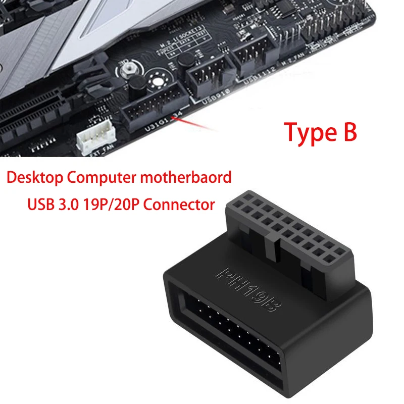 Computer Motherboard Header Adapter Stecker USB 3,0 19Pin/20Pin 90 Grad Desktop Konverter Desktop-Computer Zubehör